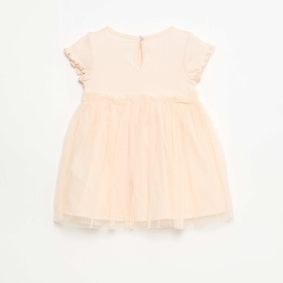 Vestido de punto acanalado y tul ROSA