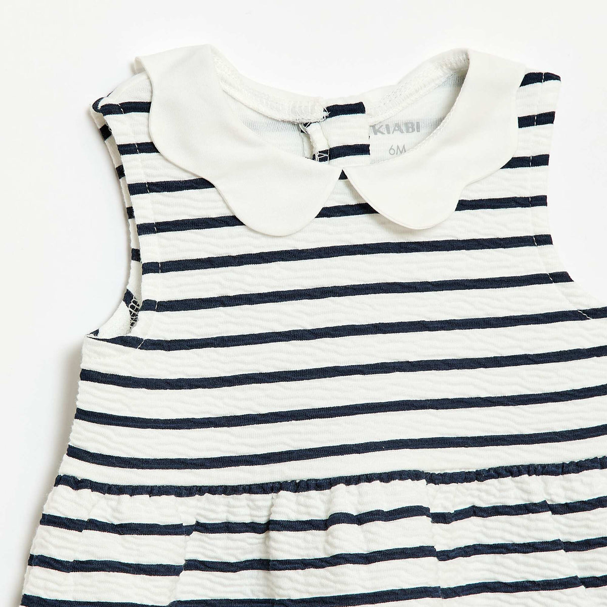Vestido de punto arrugado con cuello de popelina BLANCO