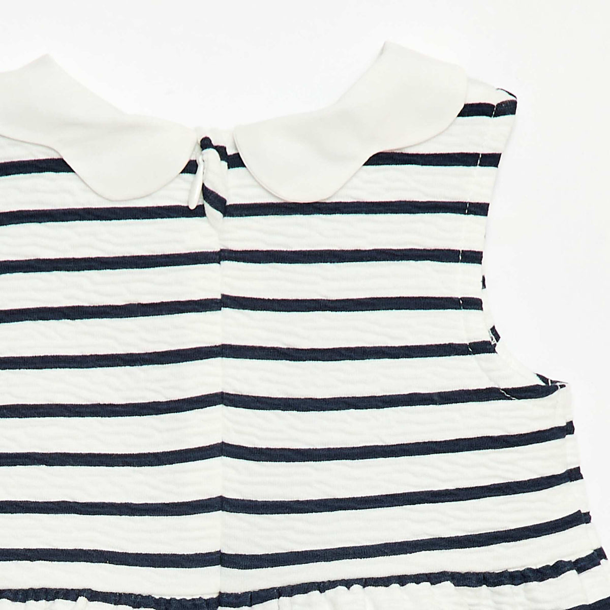 Vestido de punto arrugado con cuello de popelina BLANCO