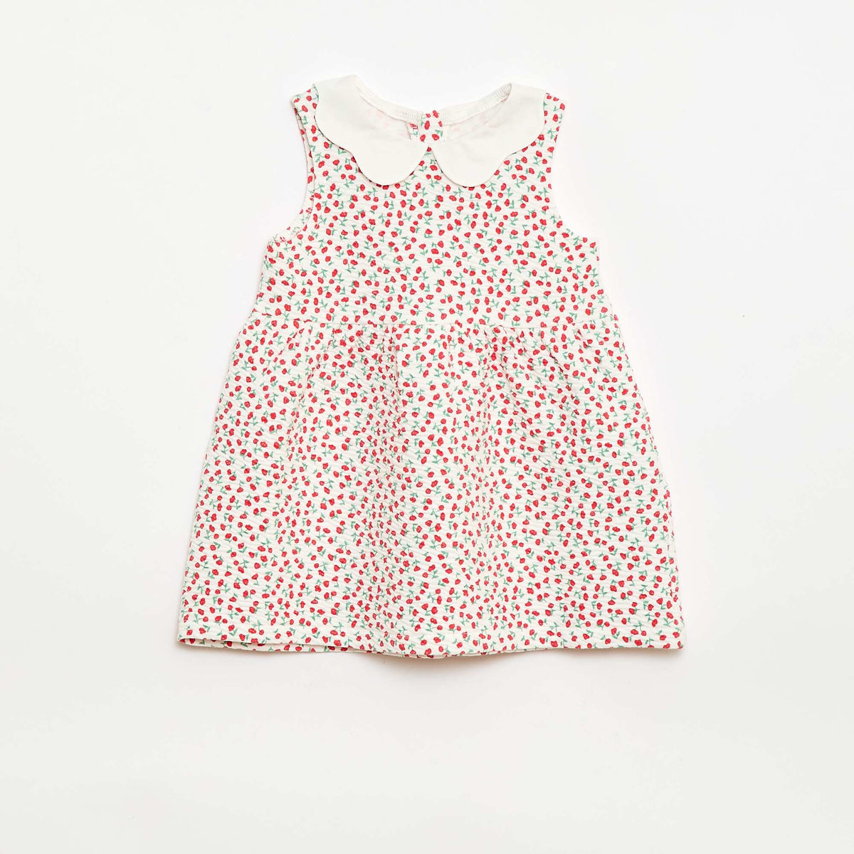 Vestido de punto arrugado con cuello de popelín ROJO