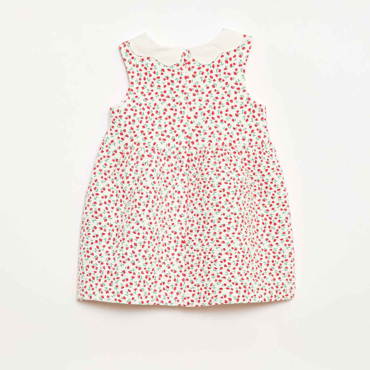 Vestido de punto arrugado con cuello de popelín ROJO