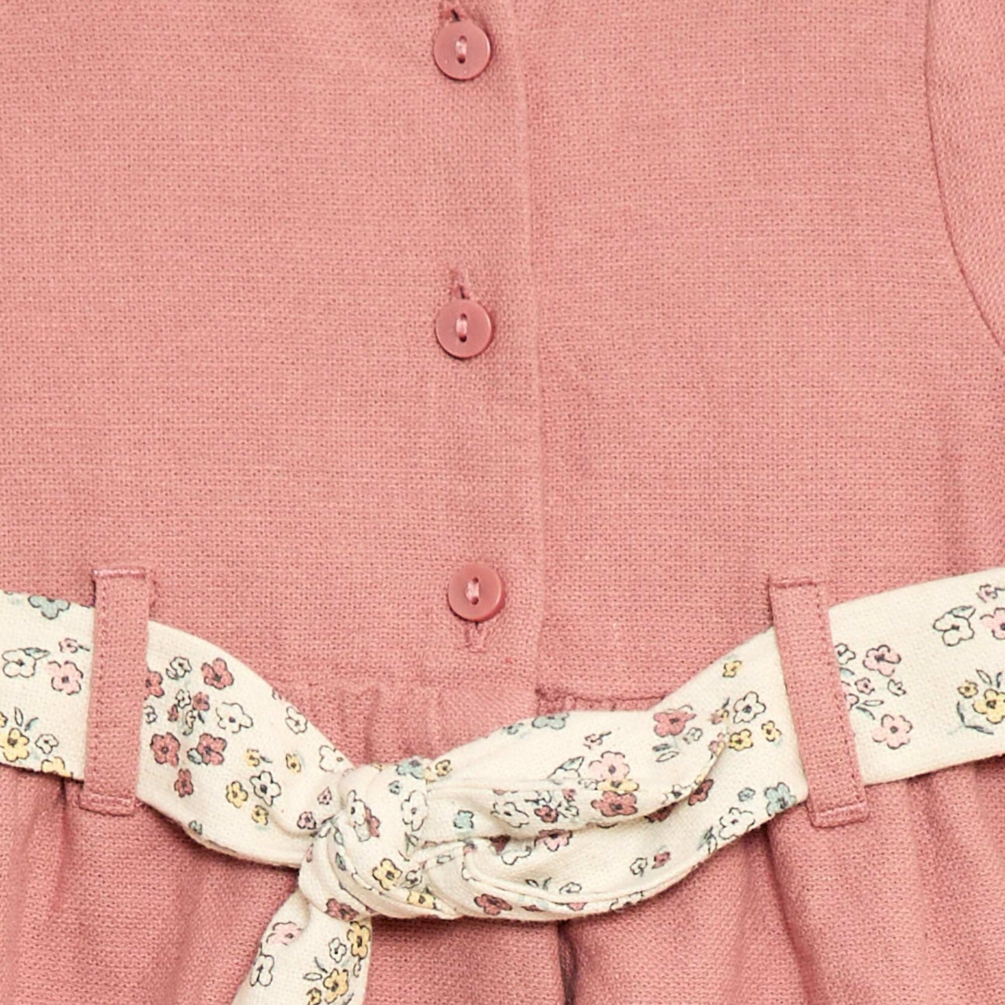 Vestido de lino mezclado con cinturón ROSA