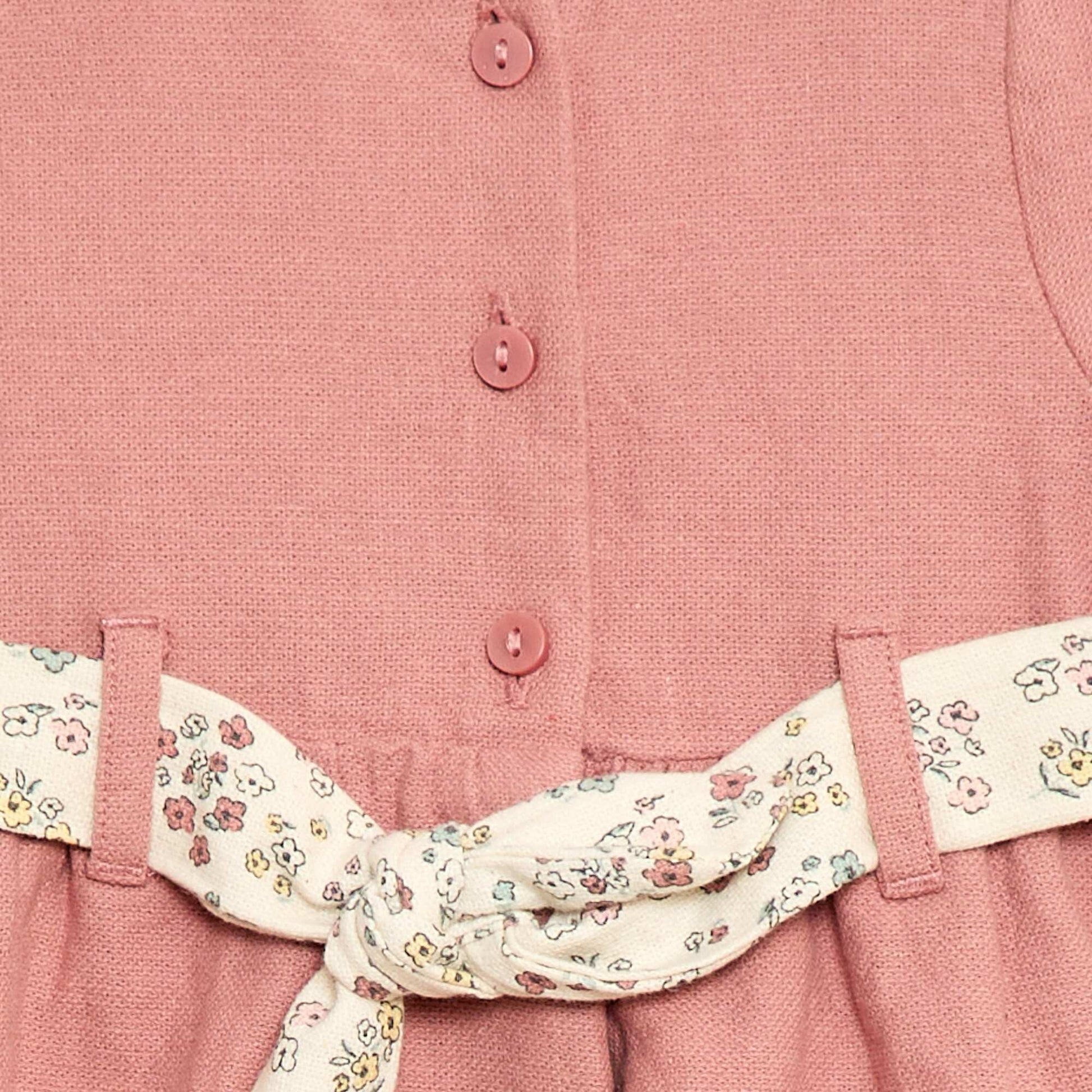 Vestido de lino mezclado con cinturón ROSA