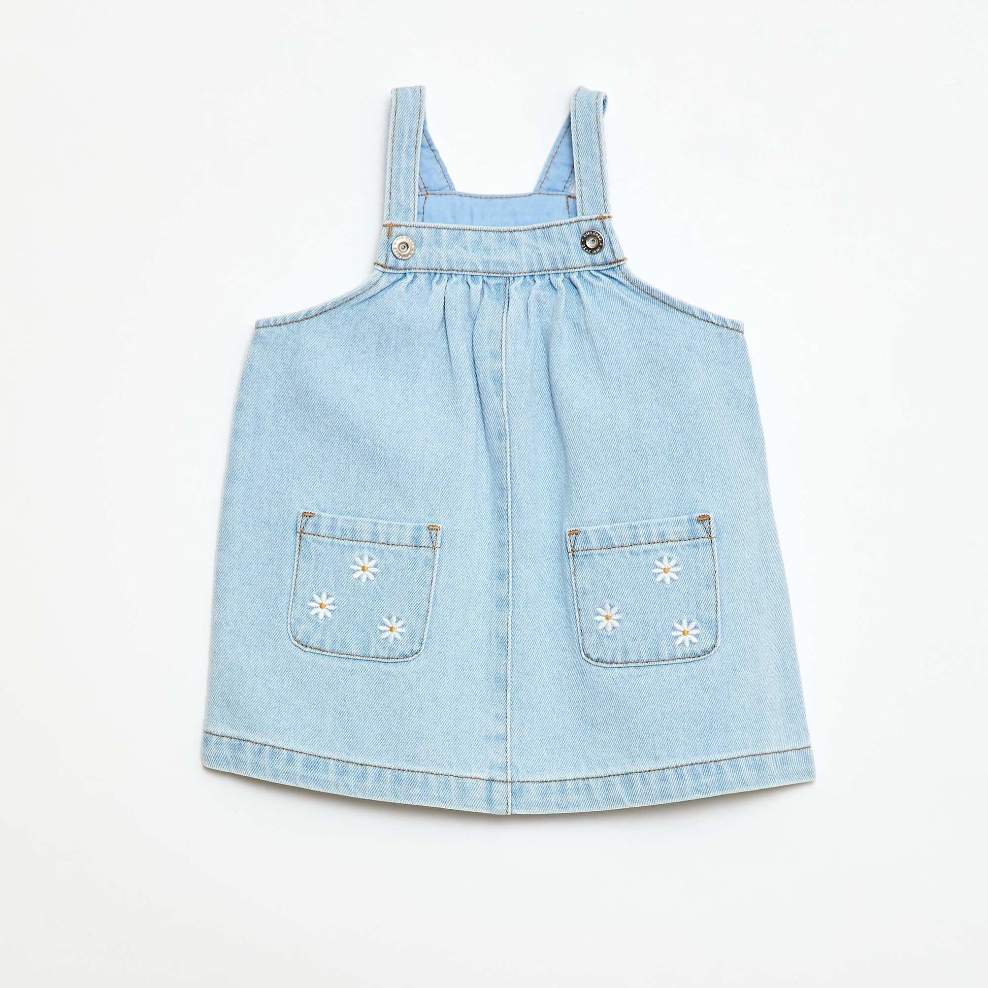 Vestido enterito con 2 bolsillos de parche delanteros AZUL