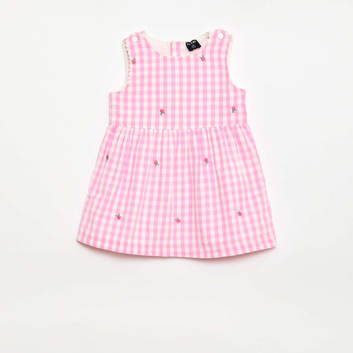 Conjunto de 2 piezas - Vestido vichy sin mangas de popelina de algodón + braguita ROSA