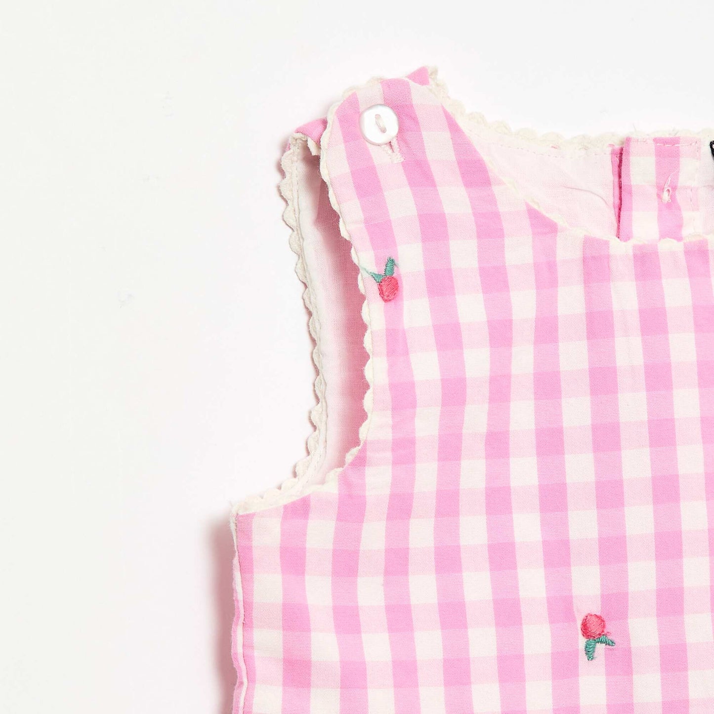 Conjunto de 2 piezas - Vestido vichy sin mangas de popelina de algodón + braguita ROSA