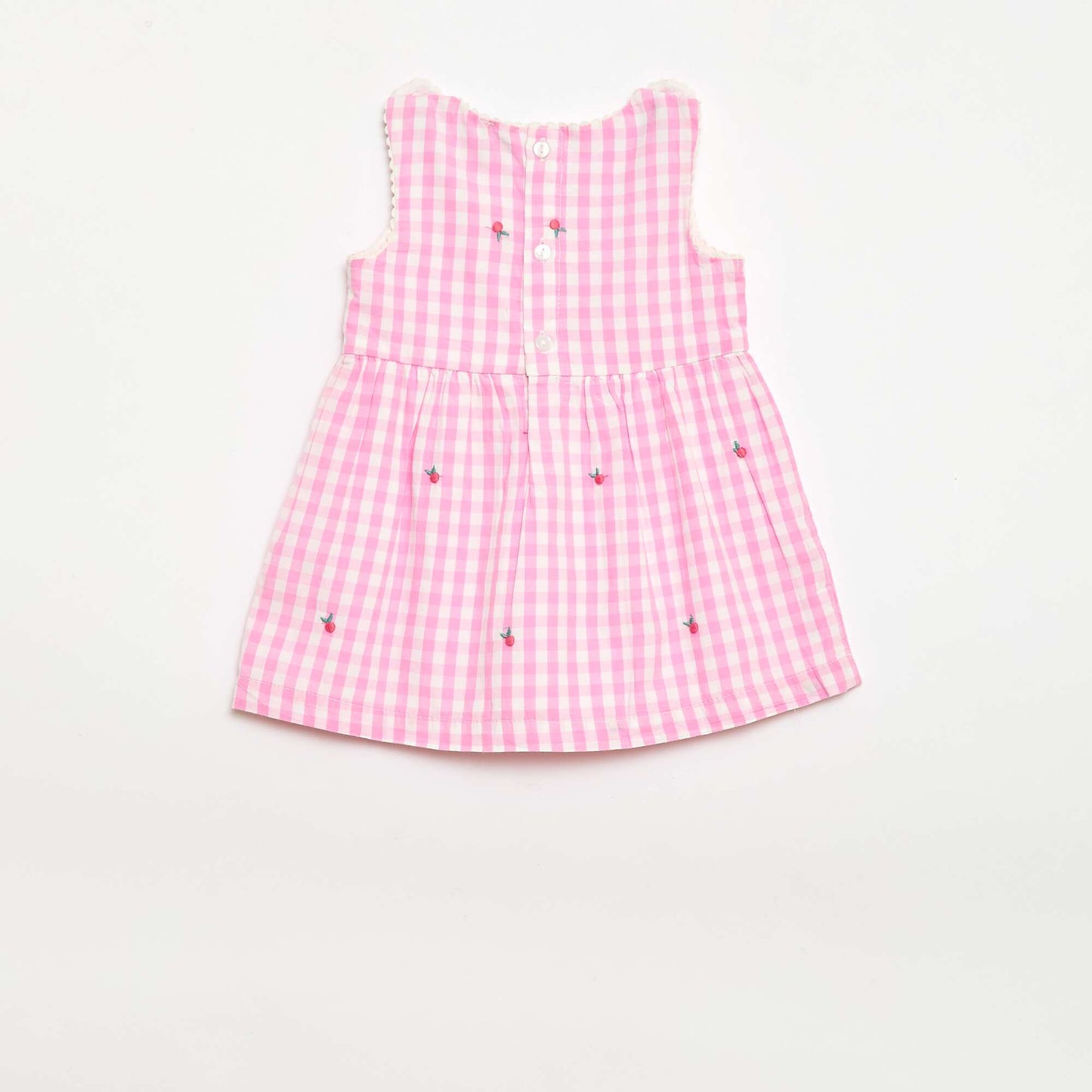 Conjunto de 2 piezas - Vestido vichy sin mangas de popelina de algodón + braguita ROSA