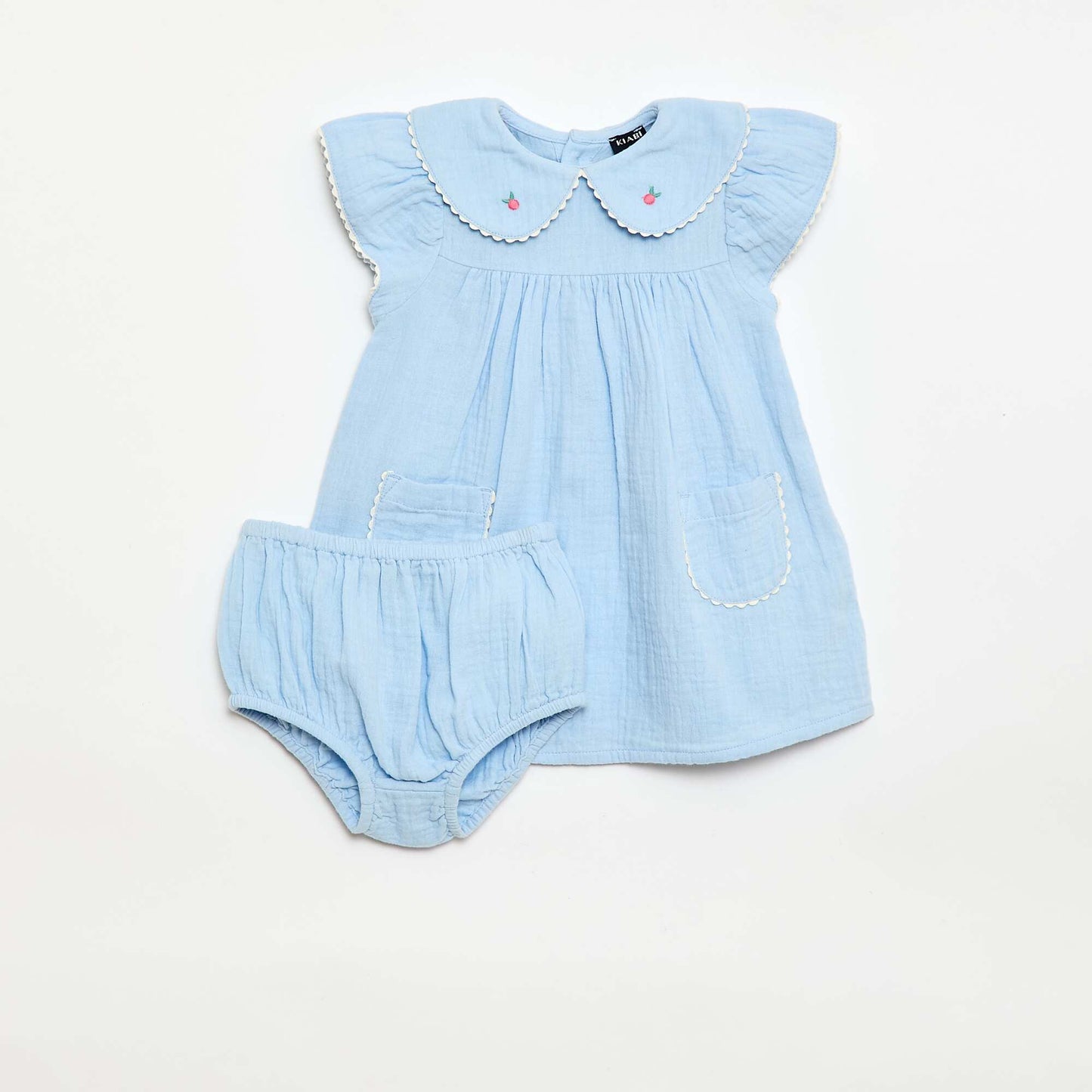 Conjunto de 2 piezas - Vestido de manga corta + braguita AZUL