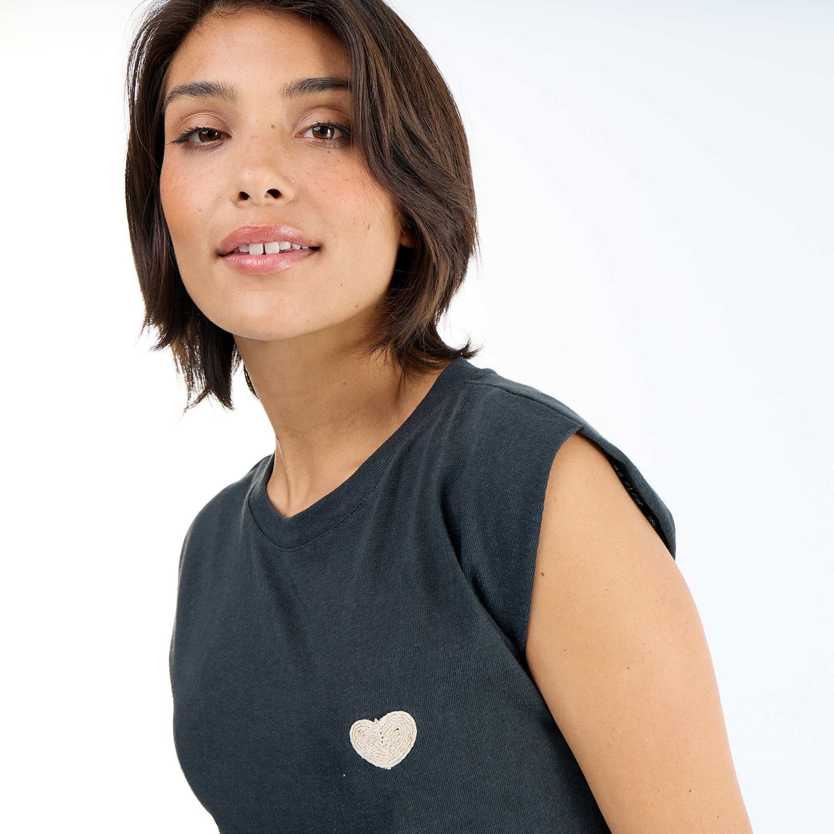 Camiseta de punto sin mangas NEGRO