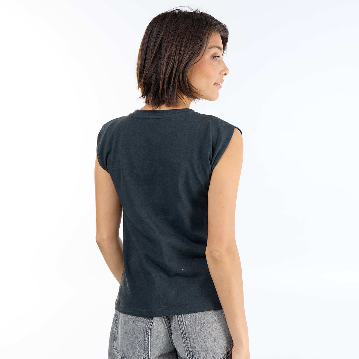 Camiseta de punto sin mangas NEGRO
