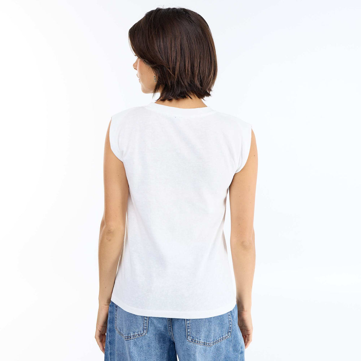 Camiseta de punto sin mangas BEIGE