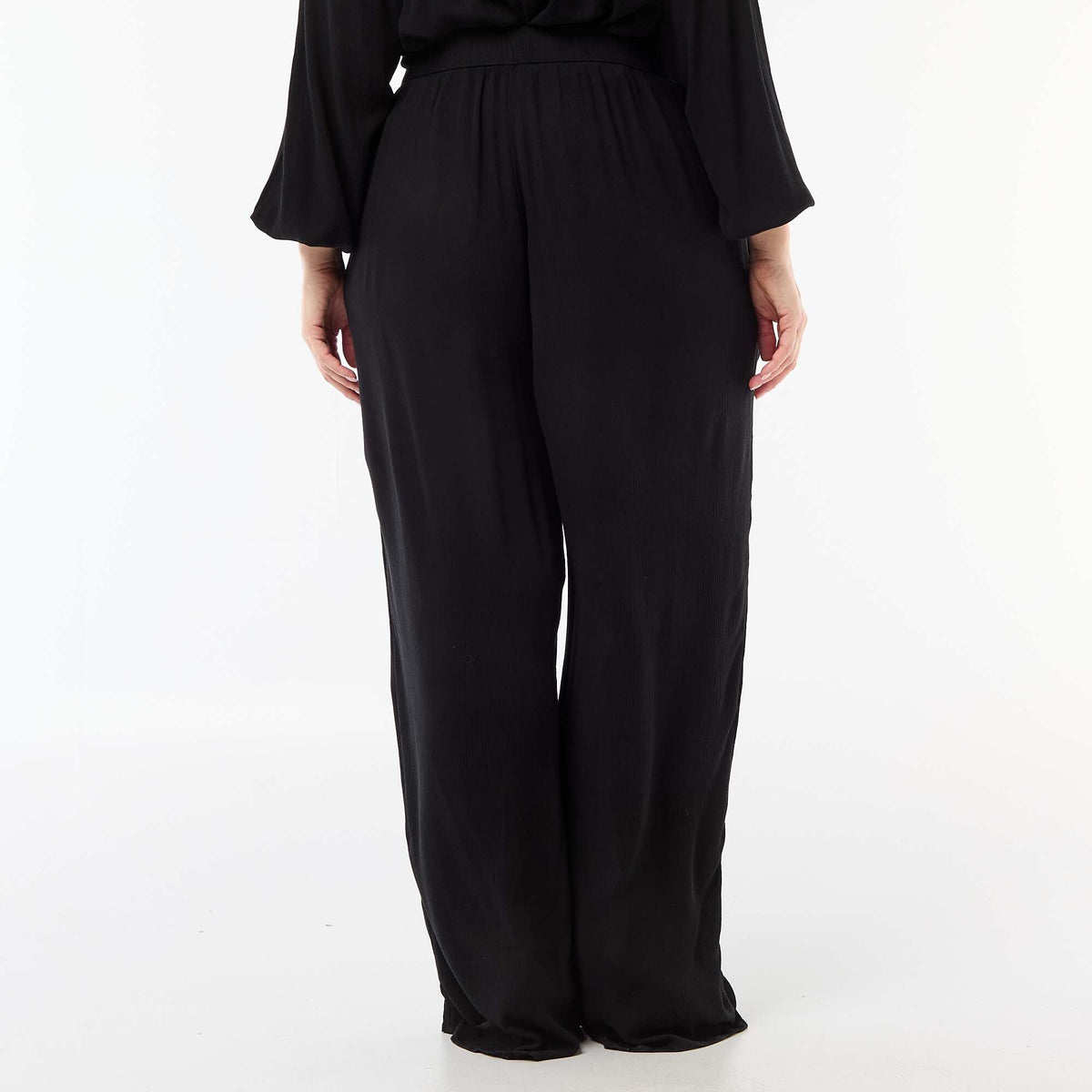 Pantalón ancho de punto crepé NEGRO