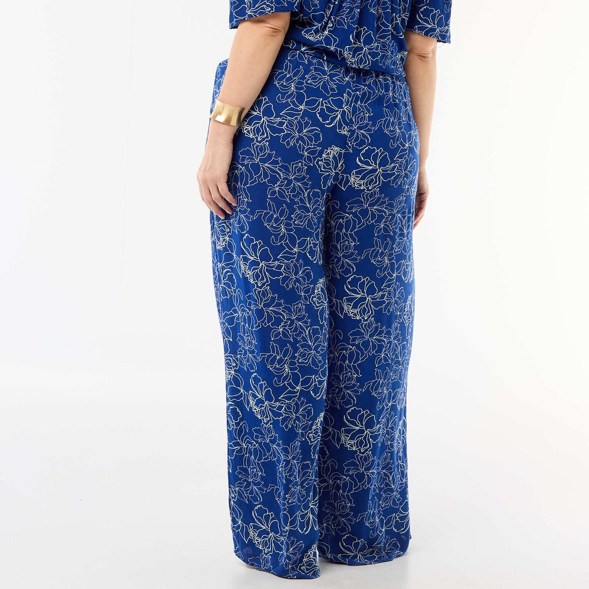 Pantalón ancho de punto crepé AZUL