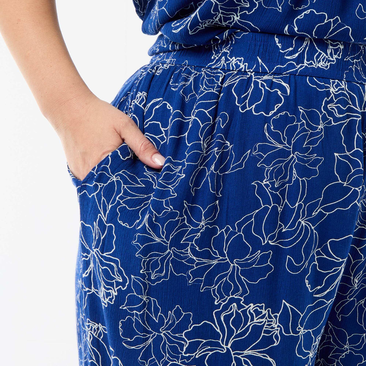 Pantalón ancho de punto crepé AZUL