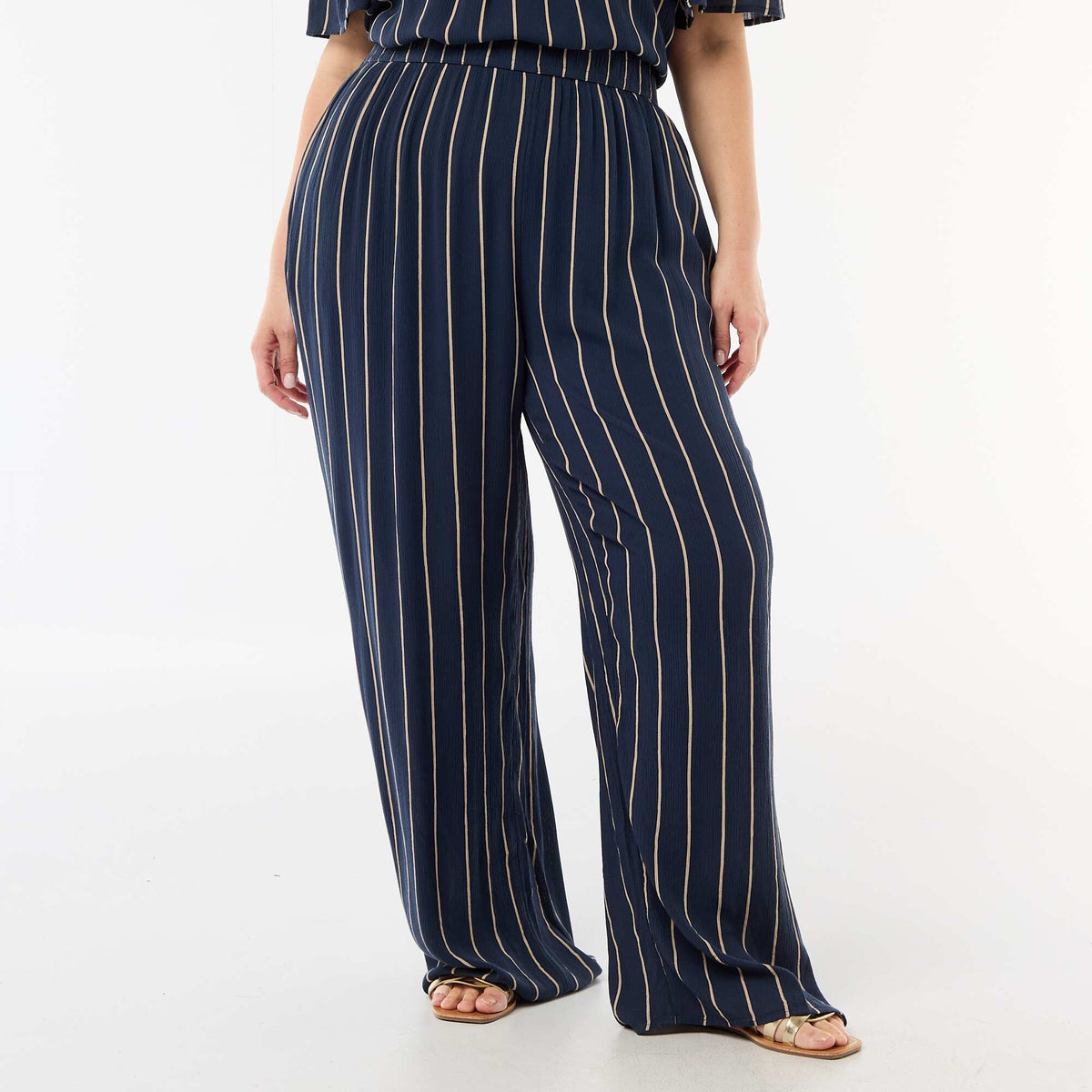 Pantalón ancho de punto crepé AZUL
