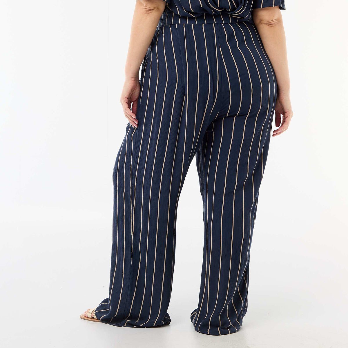Pantalón ancho de punto crepé AZUL