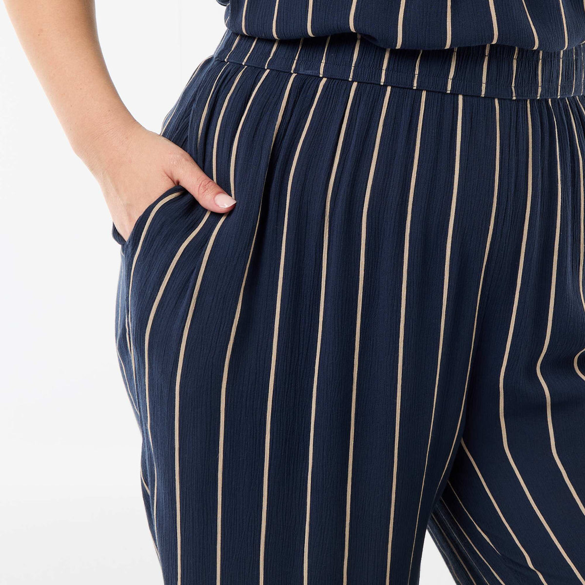 Pantalón ancho de punto crepé AZUL