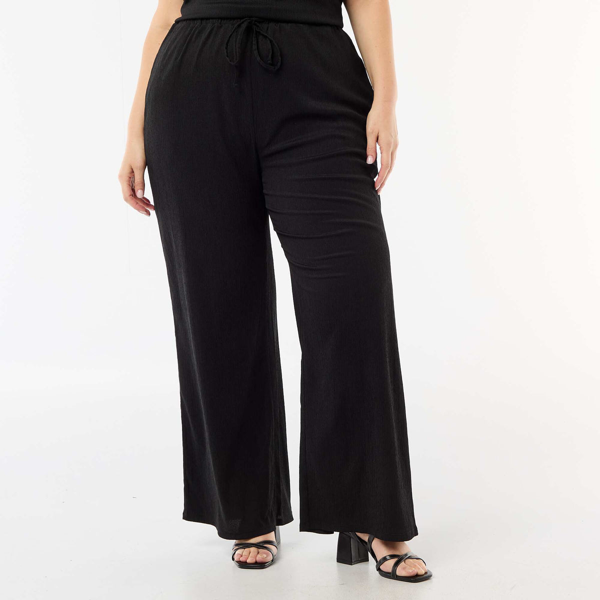 Pantalón ancho de punto crepé NEGRO