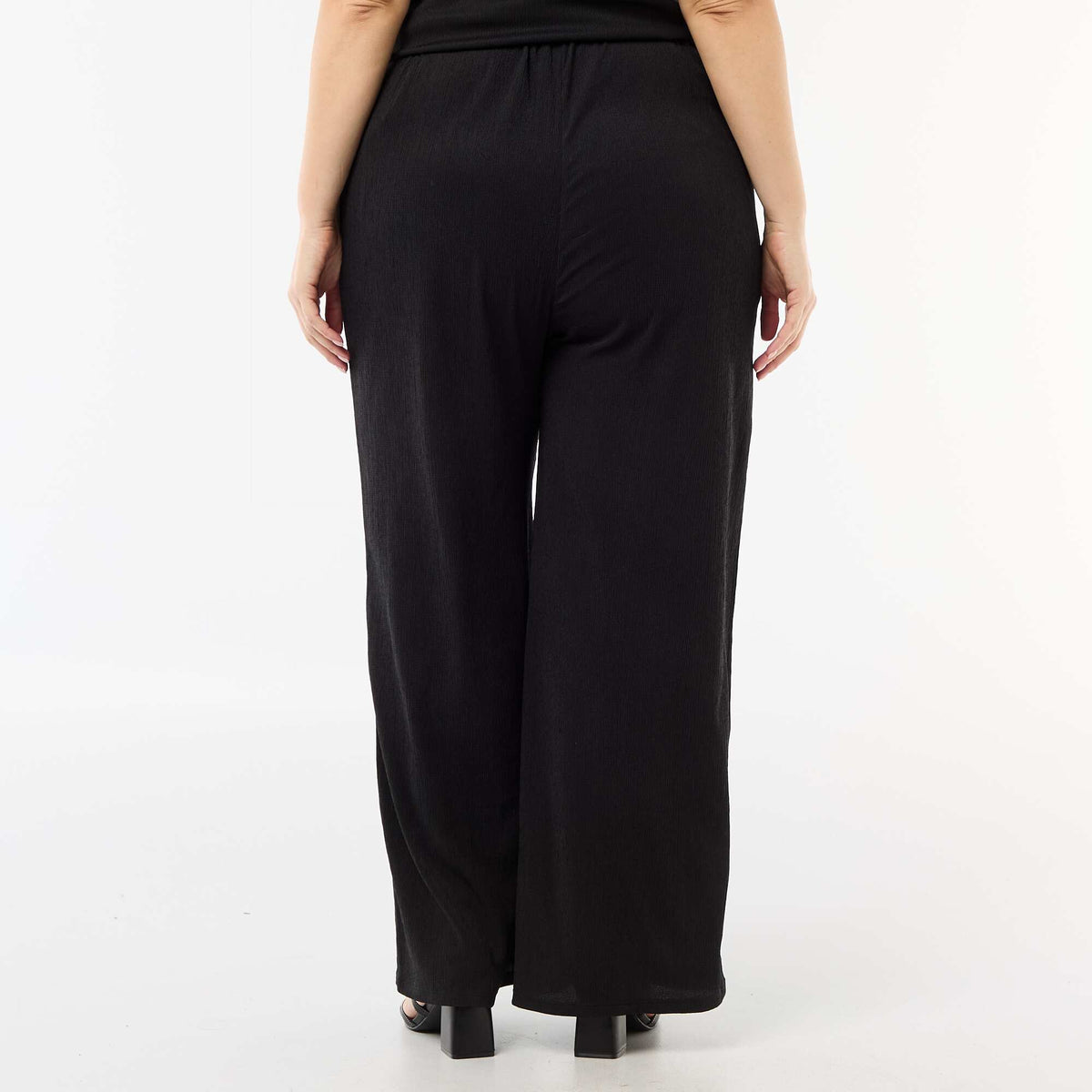 Pantalón ancho de punto crepé NEGRO