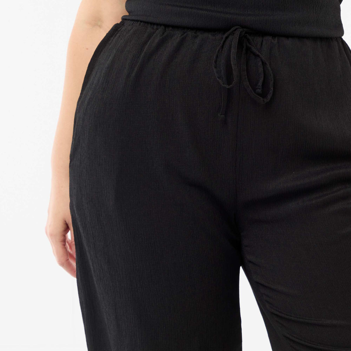 Pantalón ancho de punto crepé NEGRO