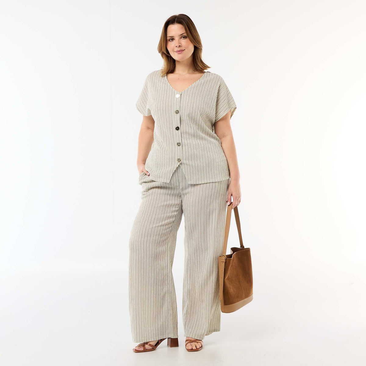 Pantalón ancho de punto crepé BLANCO