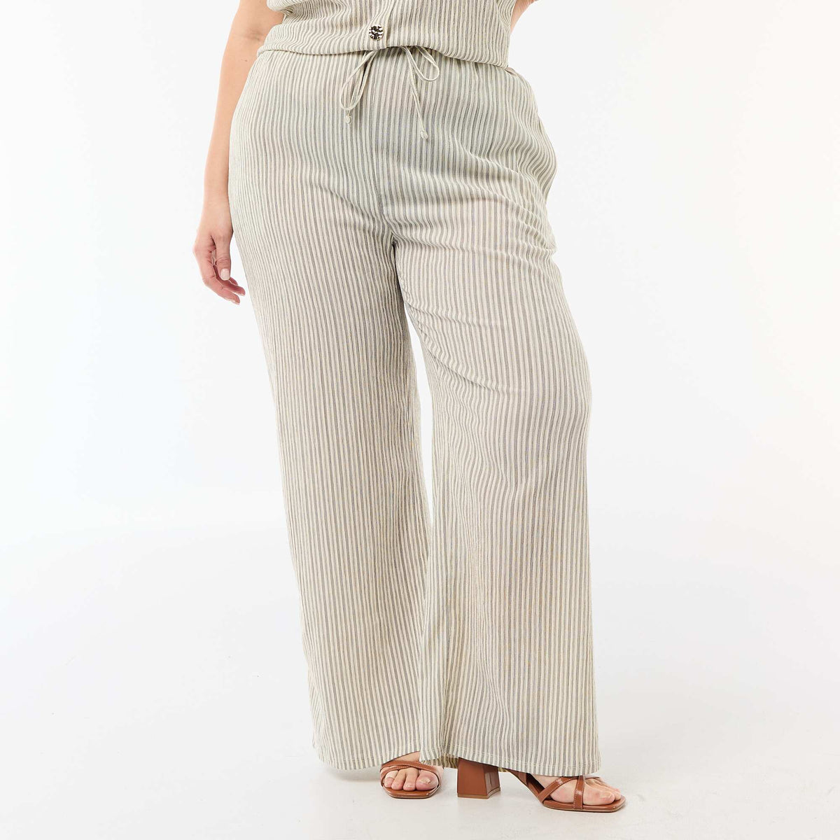 Pantalón ancho de punto crepé BLANCO
