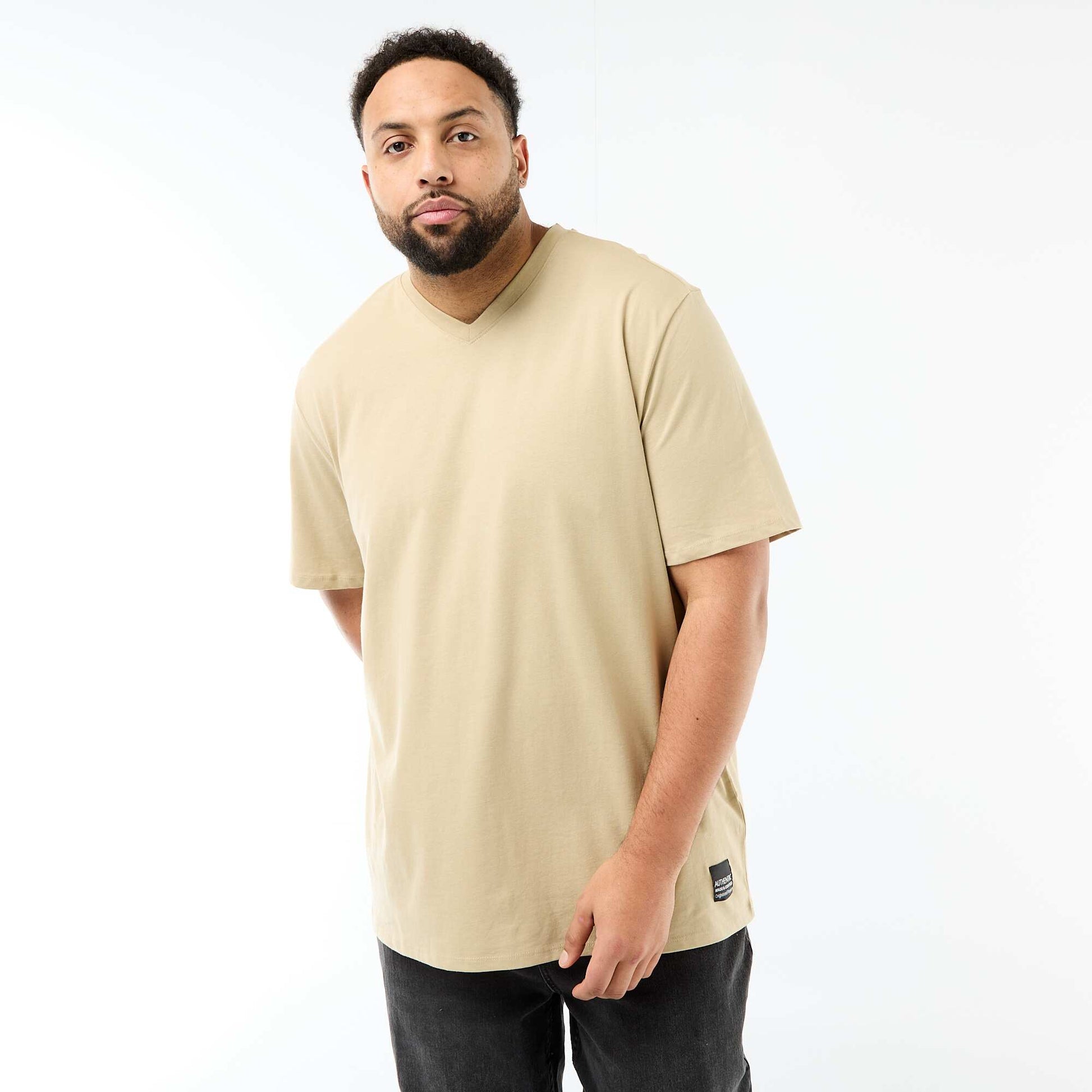 Camiseta de punto sweater de manga corta BEIGE
