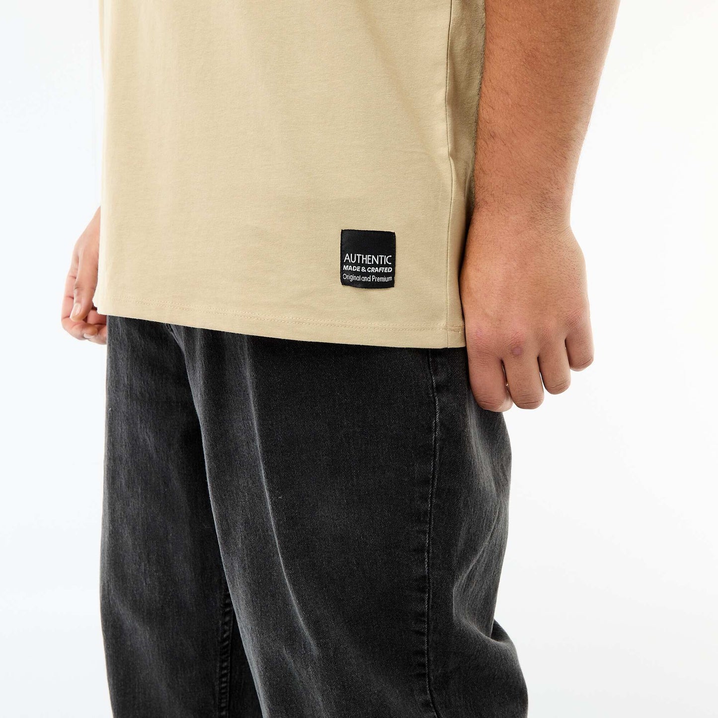 Camiseta de punto sweater de manga corta BEIGE