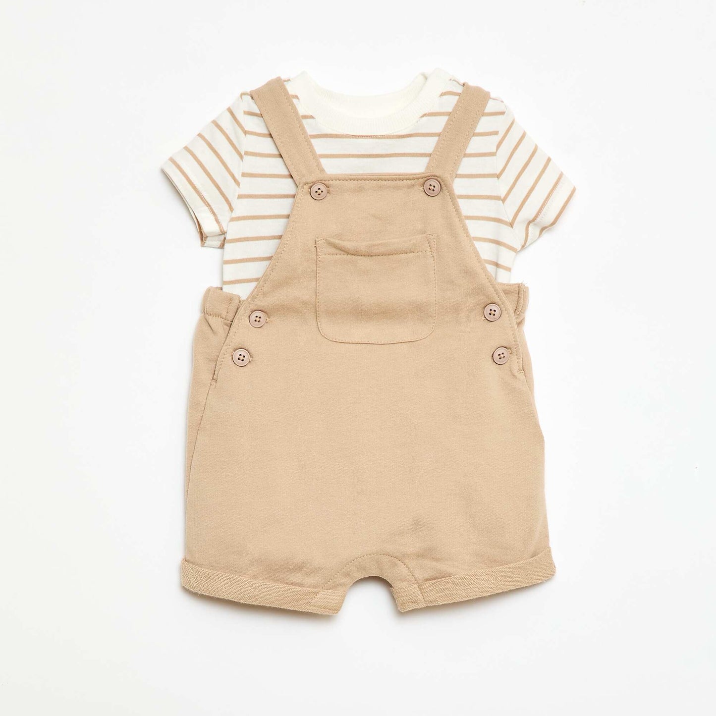 Conjunto 2 piezas Camiseta + Enterito corto BEIGE