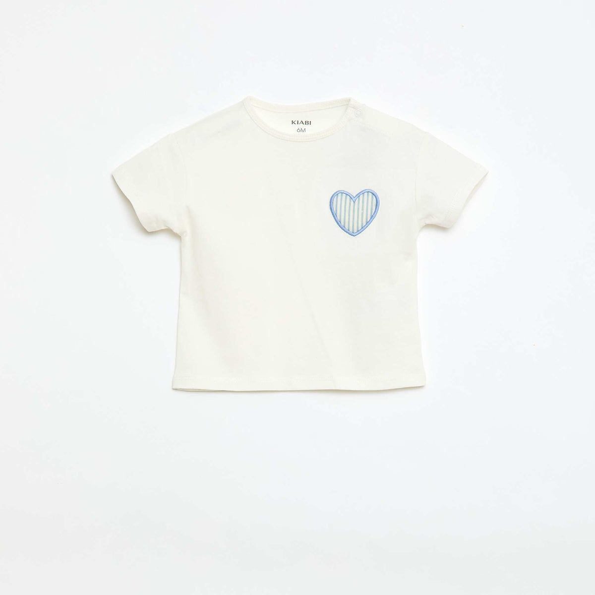 Camiseta de punto de algodón con parche de corazón BLANCO