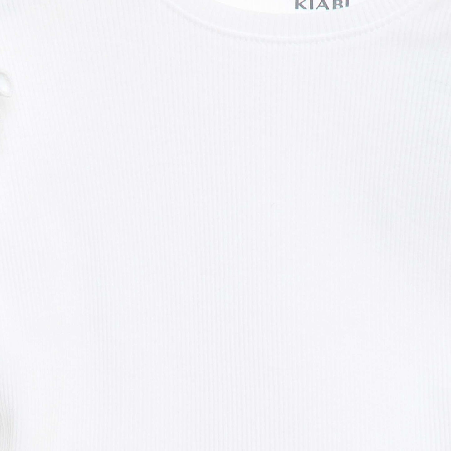 Camiseta de canalé con mangas cortas con volantes BLANCO