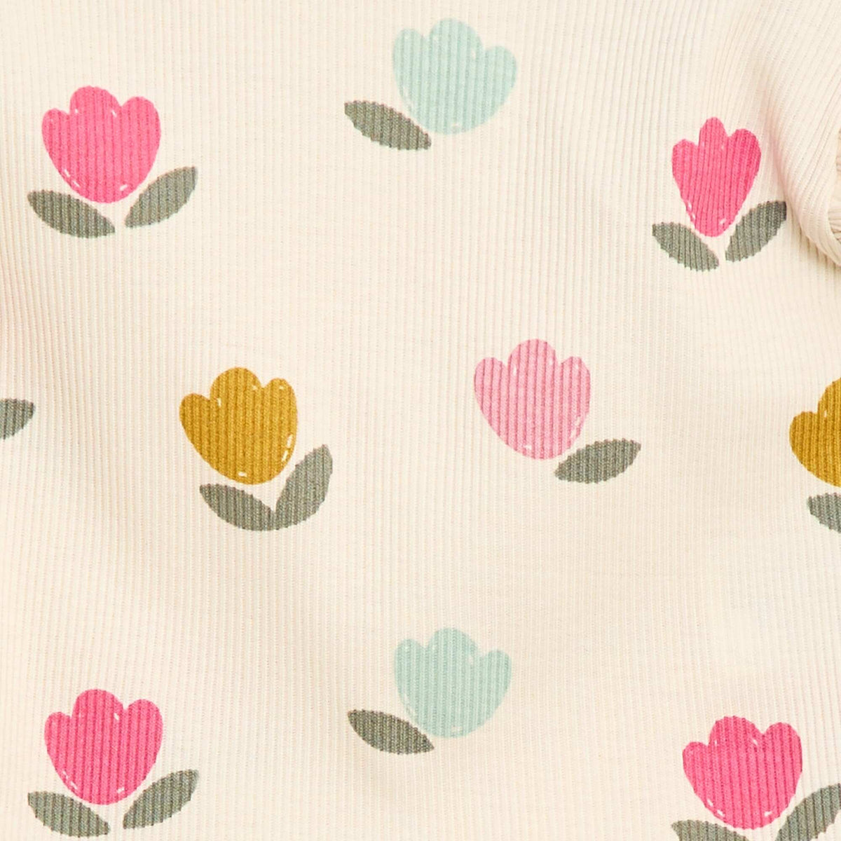 Camiseta de canalé con mangas cortas con volantes BLANCO