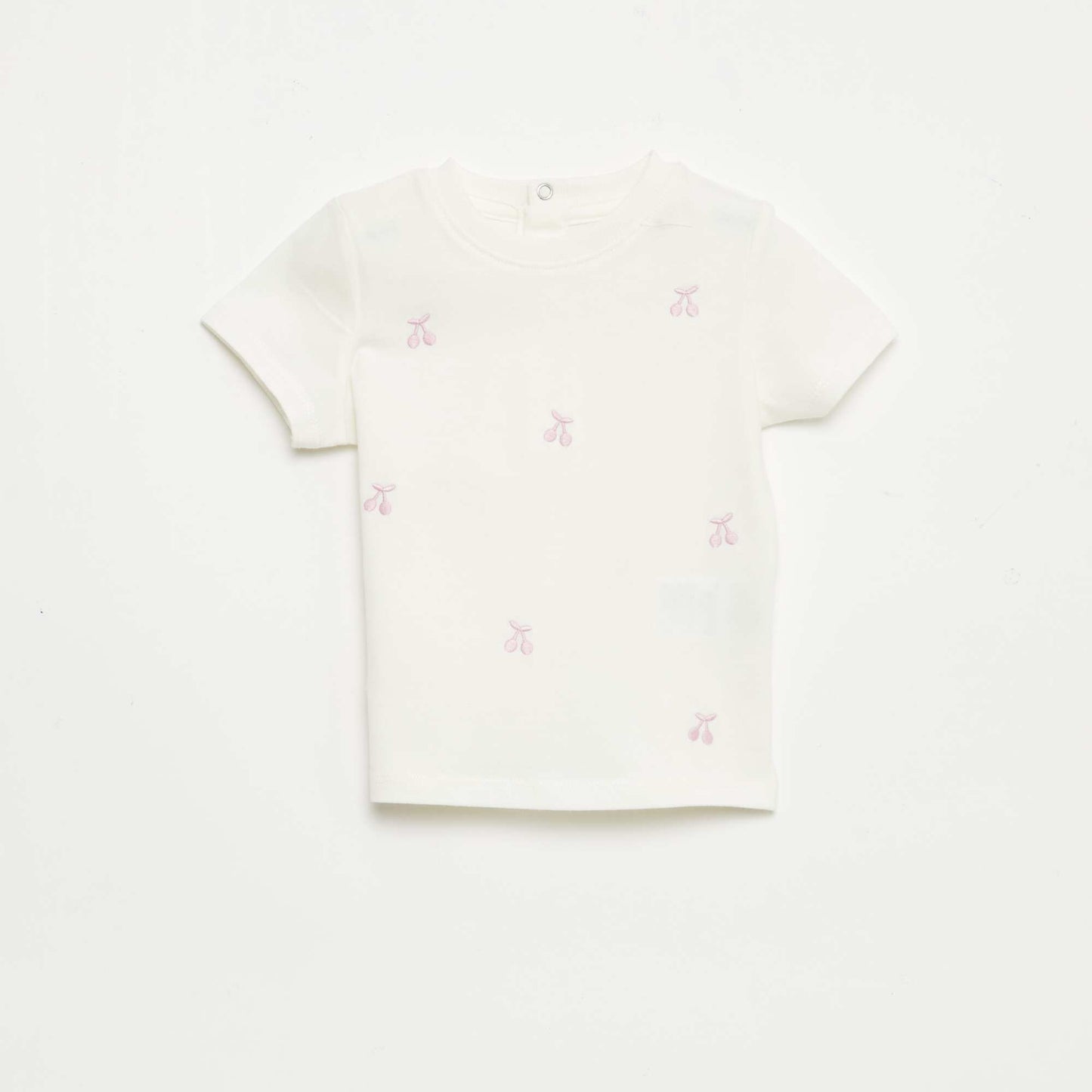 Camiseta de manga corta con bordados BLANCO