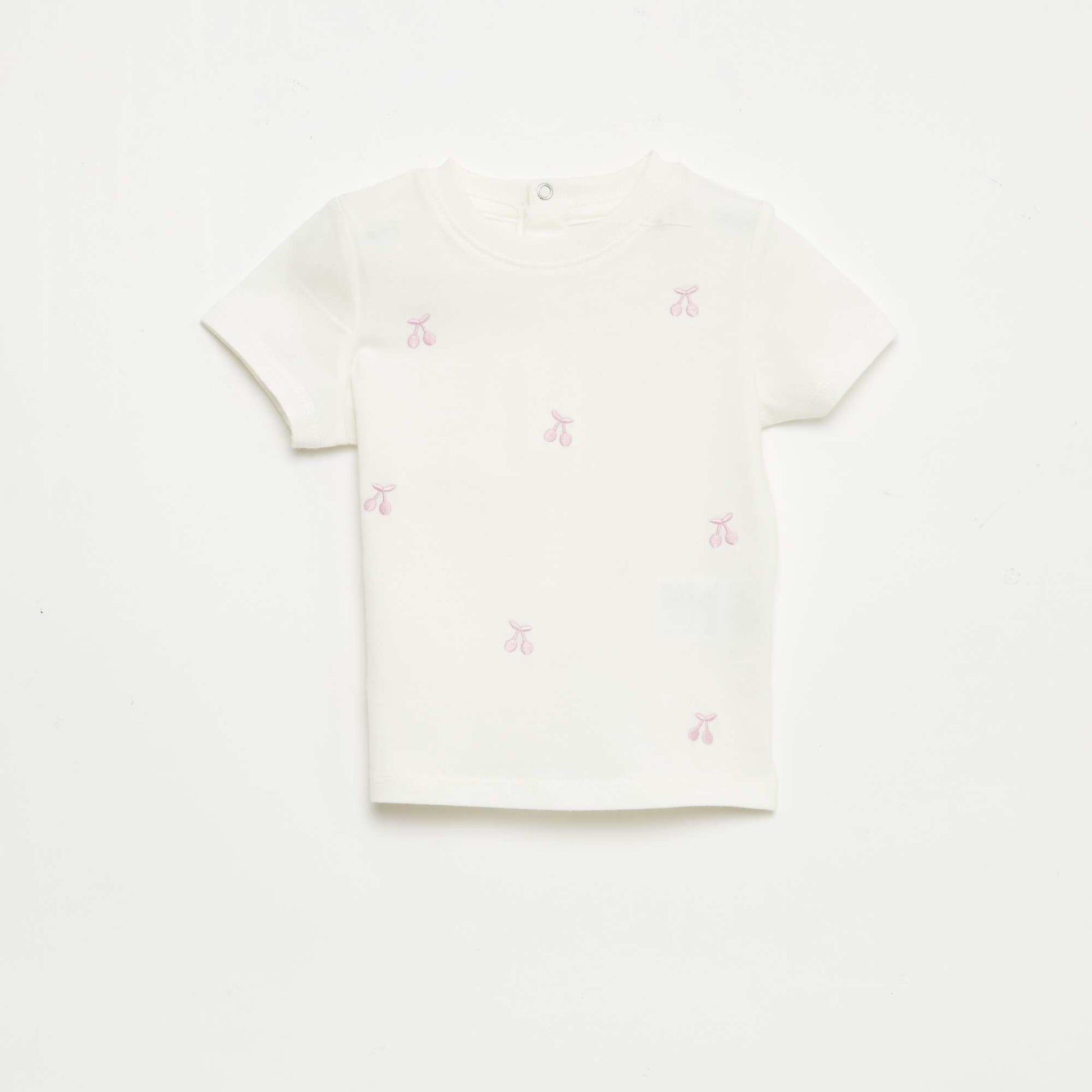 Camiseta de manga corta con bordados BLANCO