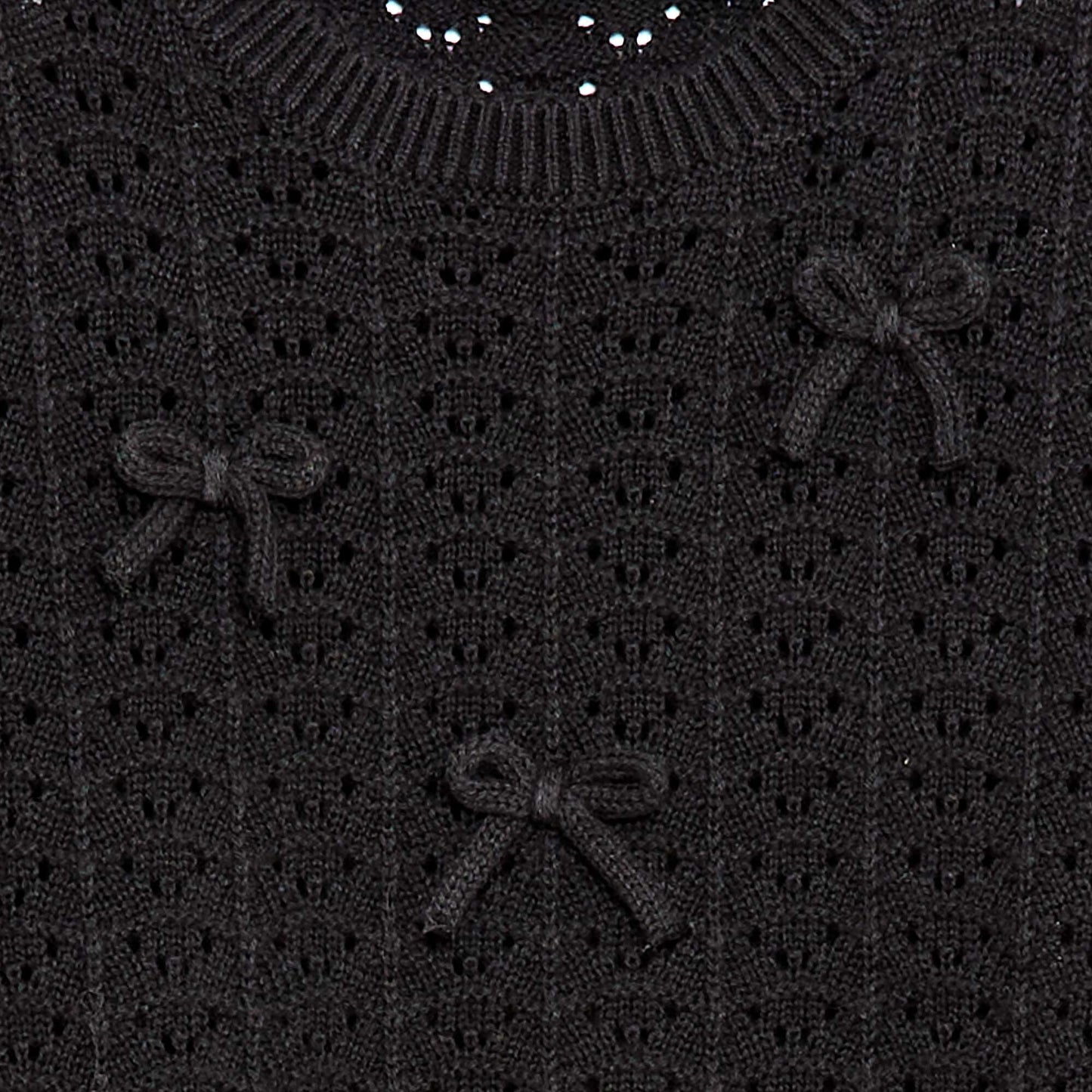 Sweater de ganchillo de manga corta NEGRO