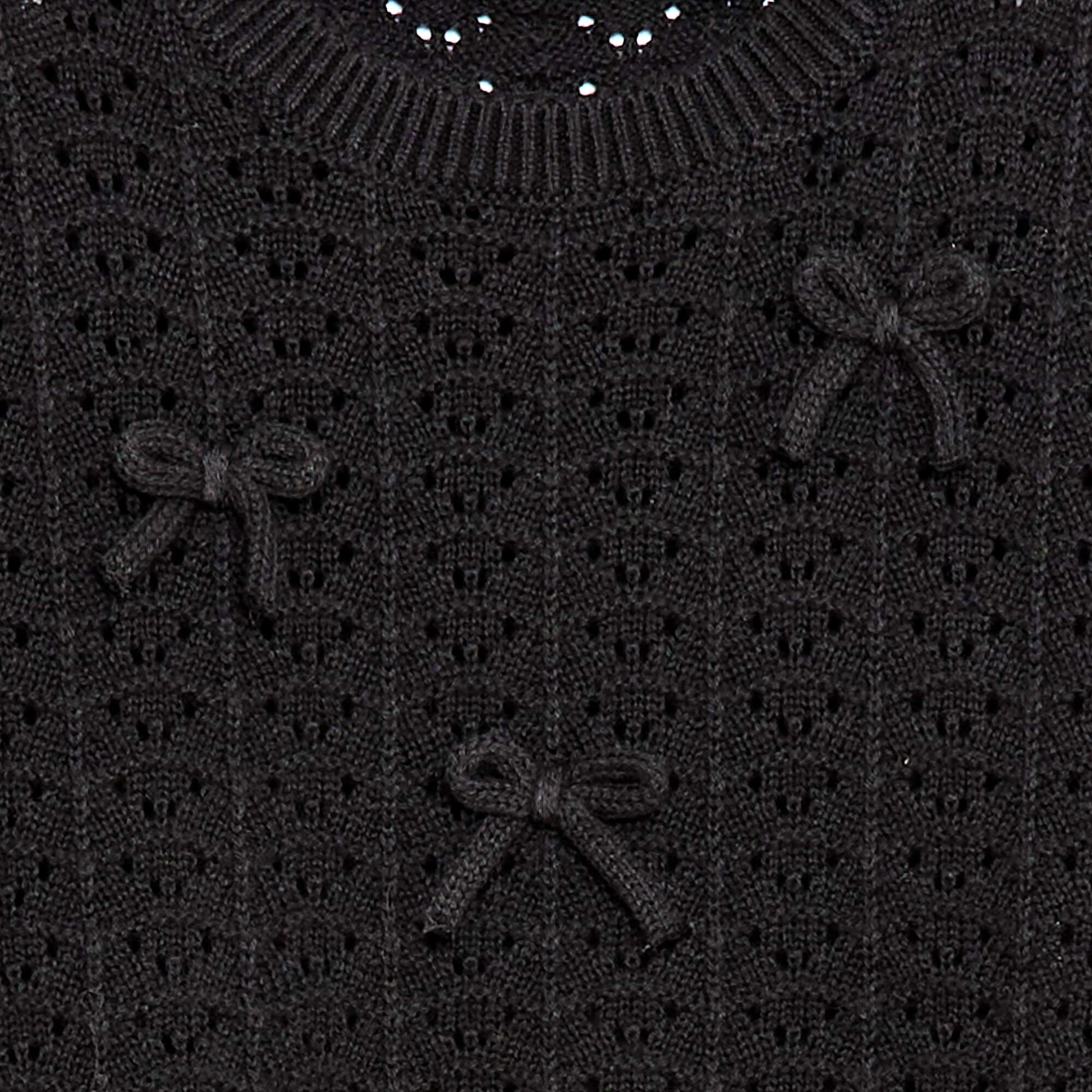 Sweater de ganchillo de manga corta NEGRO