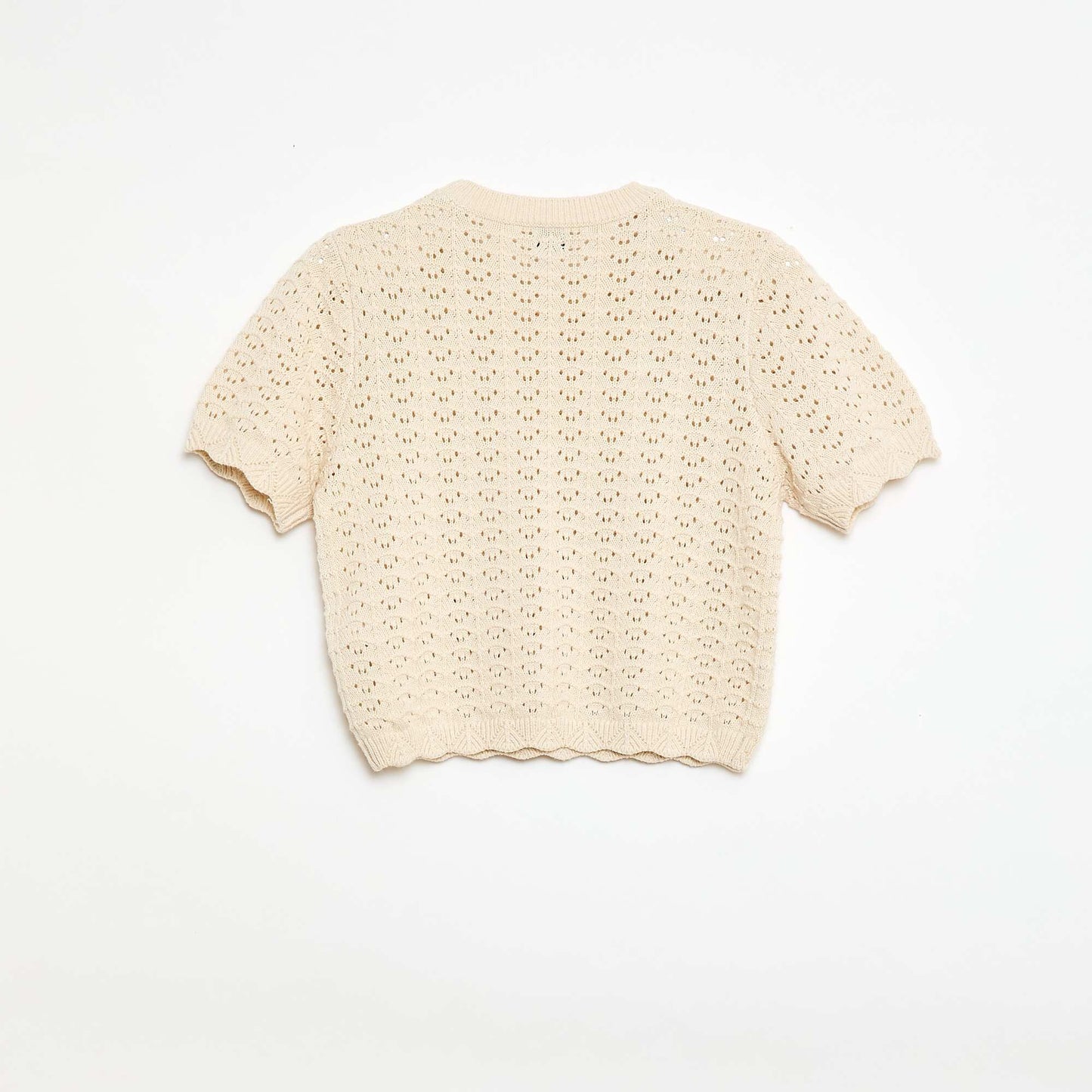 Sweater de ganchillo de manga corta BEIGE