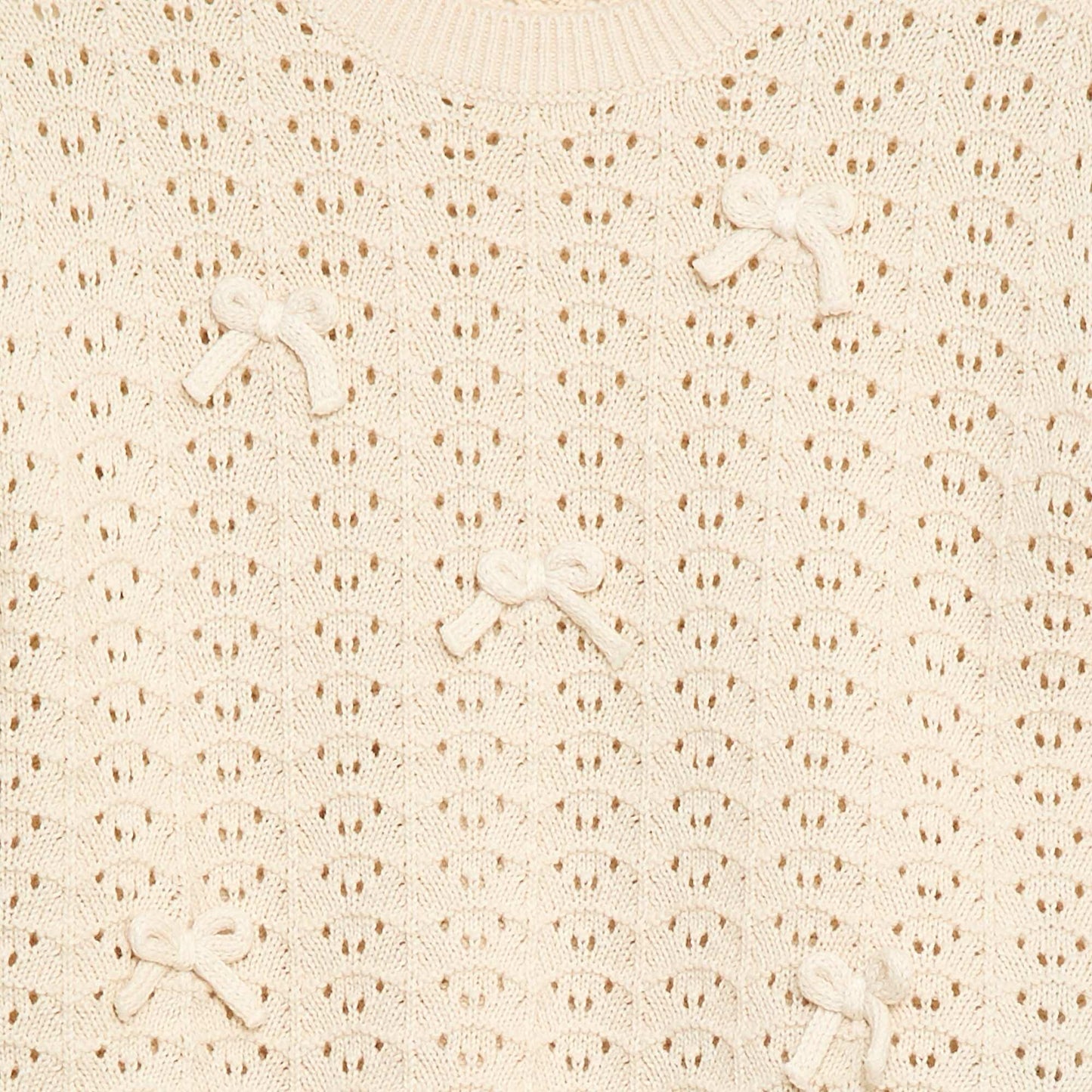 Sweater de ganchillo de manga corta BEIGE