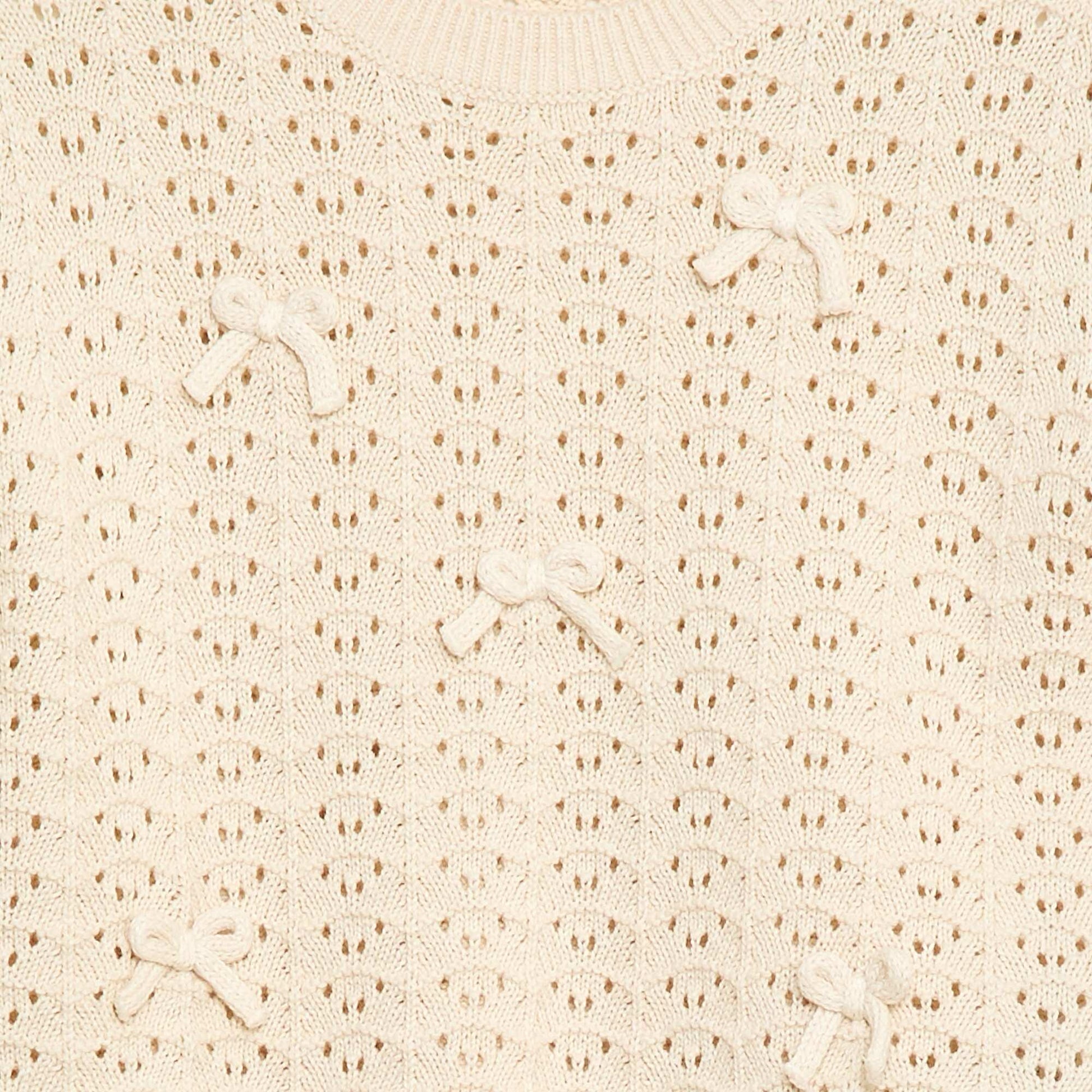 Sweater de ganchillo de manga corta BEIGE