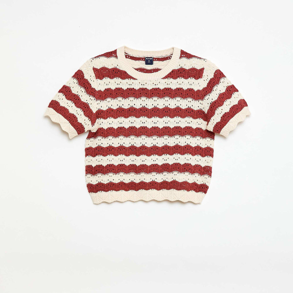 Sweater de ganchillo de manga corta MARRON