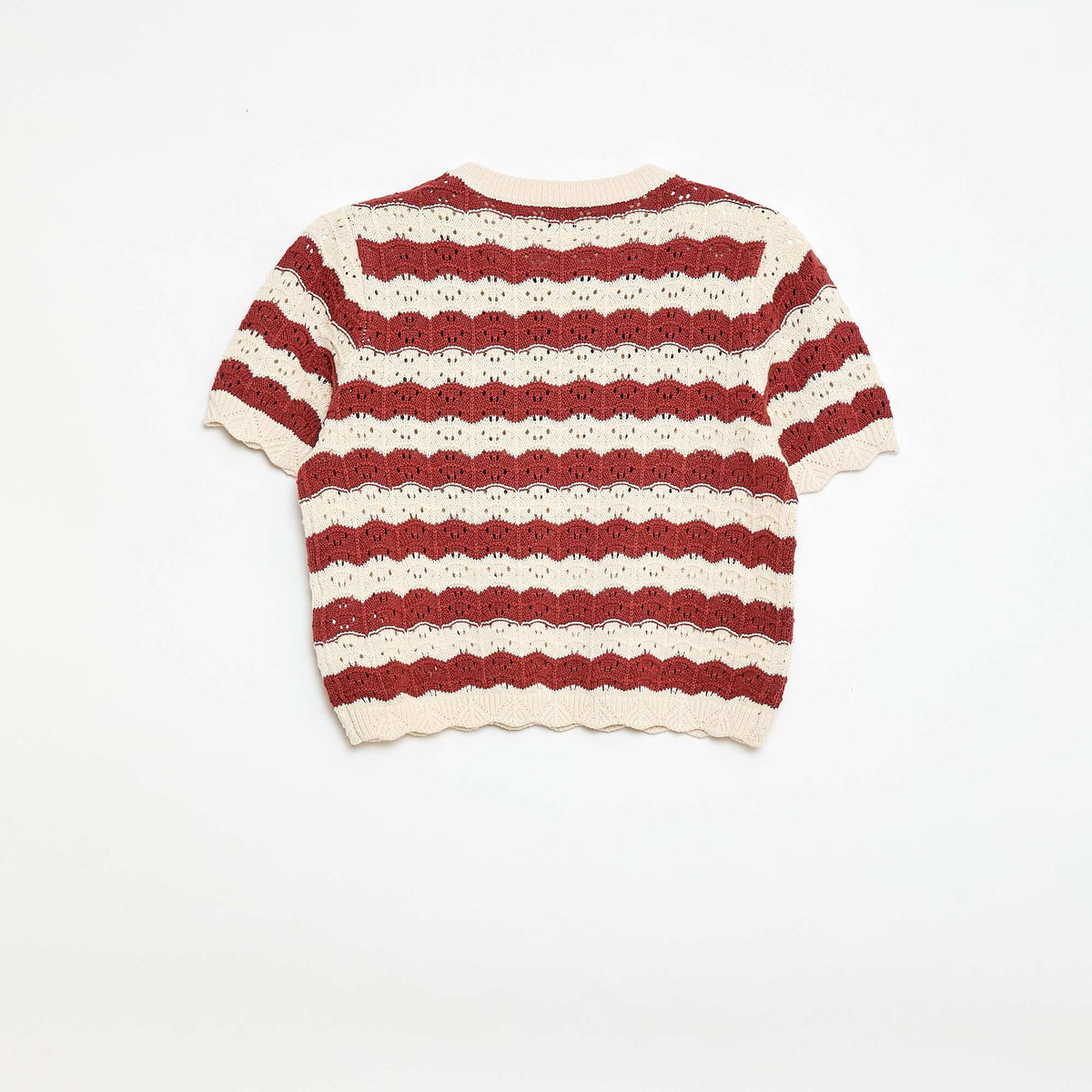 Sweater de ganchillo de manga corta MARRON