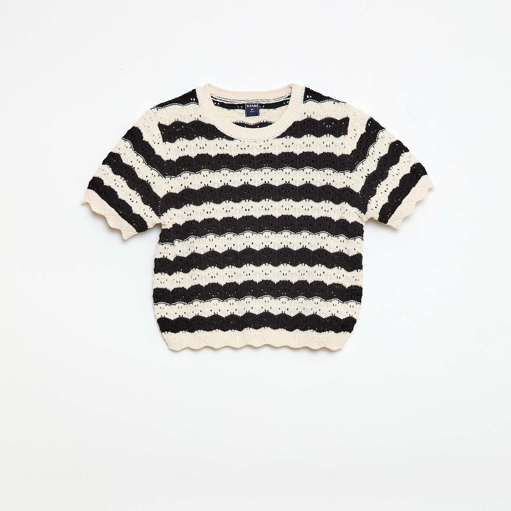 Sweater de ganchillo de manga corta NEGRO