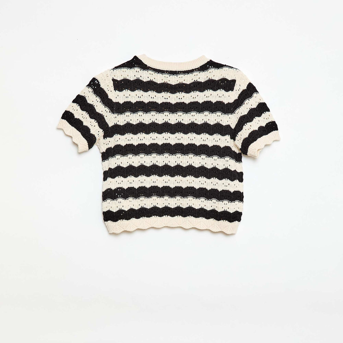 Sweater de ganchillo de manga corta NEGRO