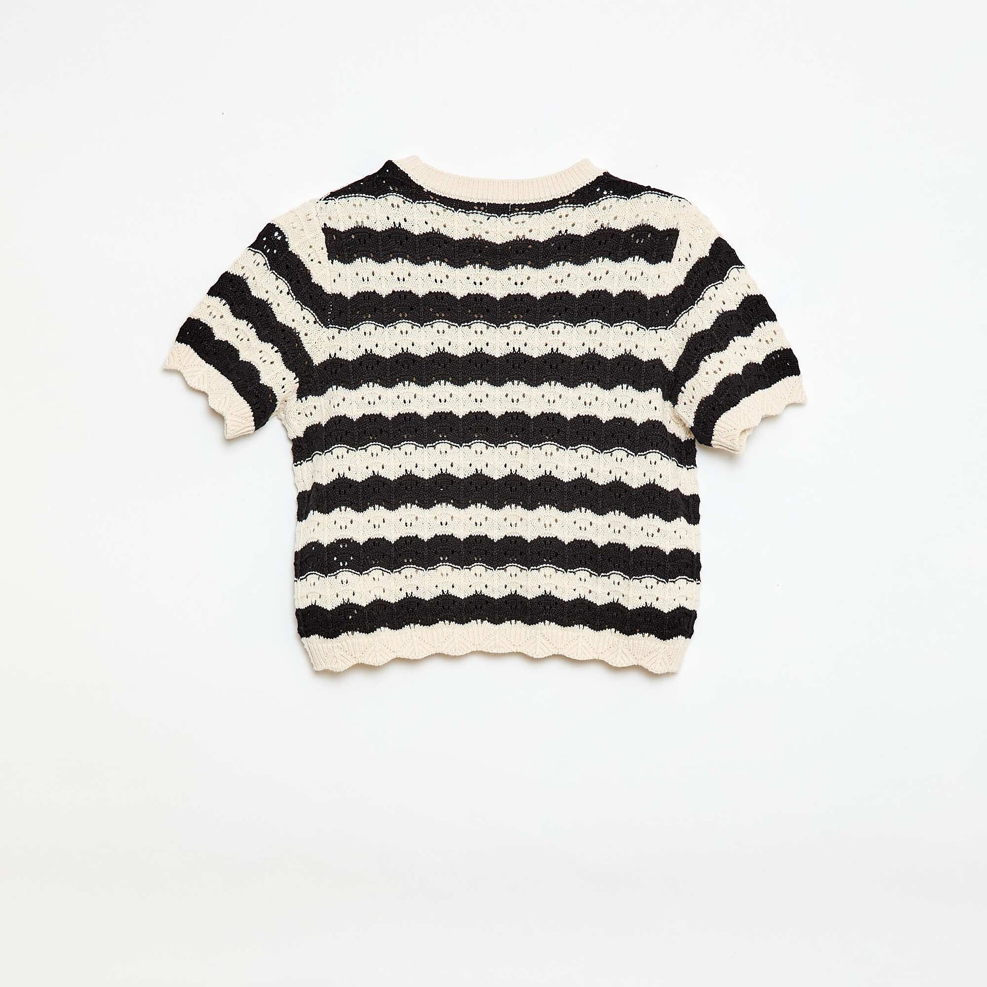 Sweater de ganchillo de manga corta NEGRO