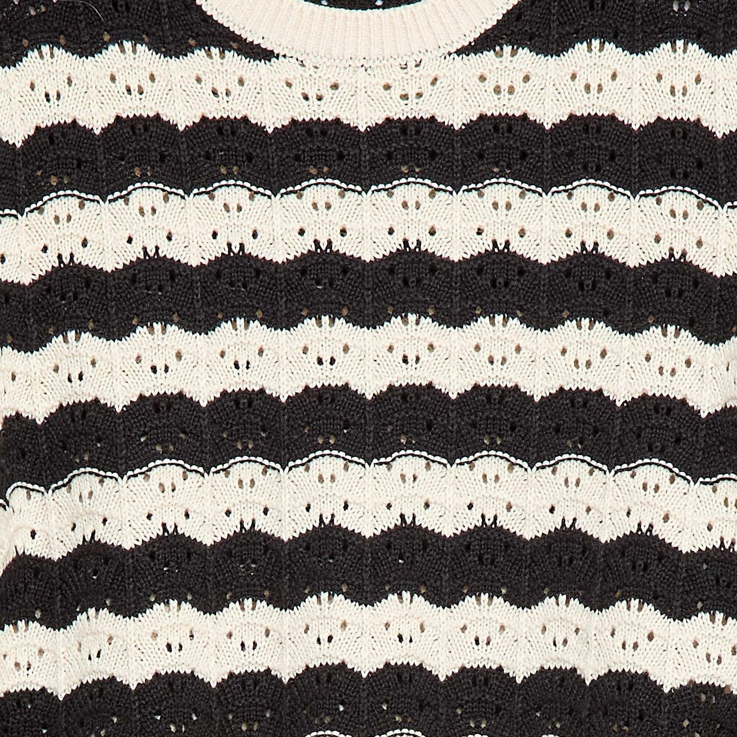 Sweater de ganchillo de manga corta NEGRO