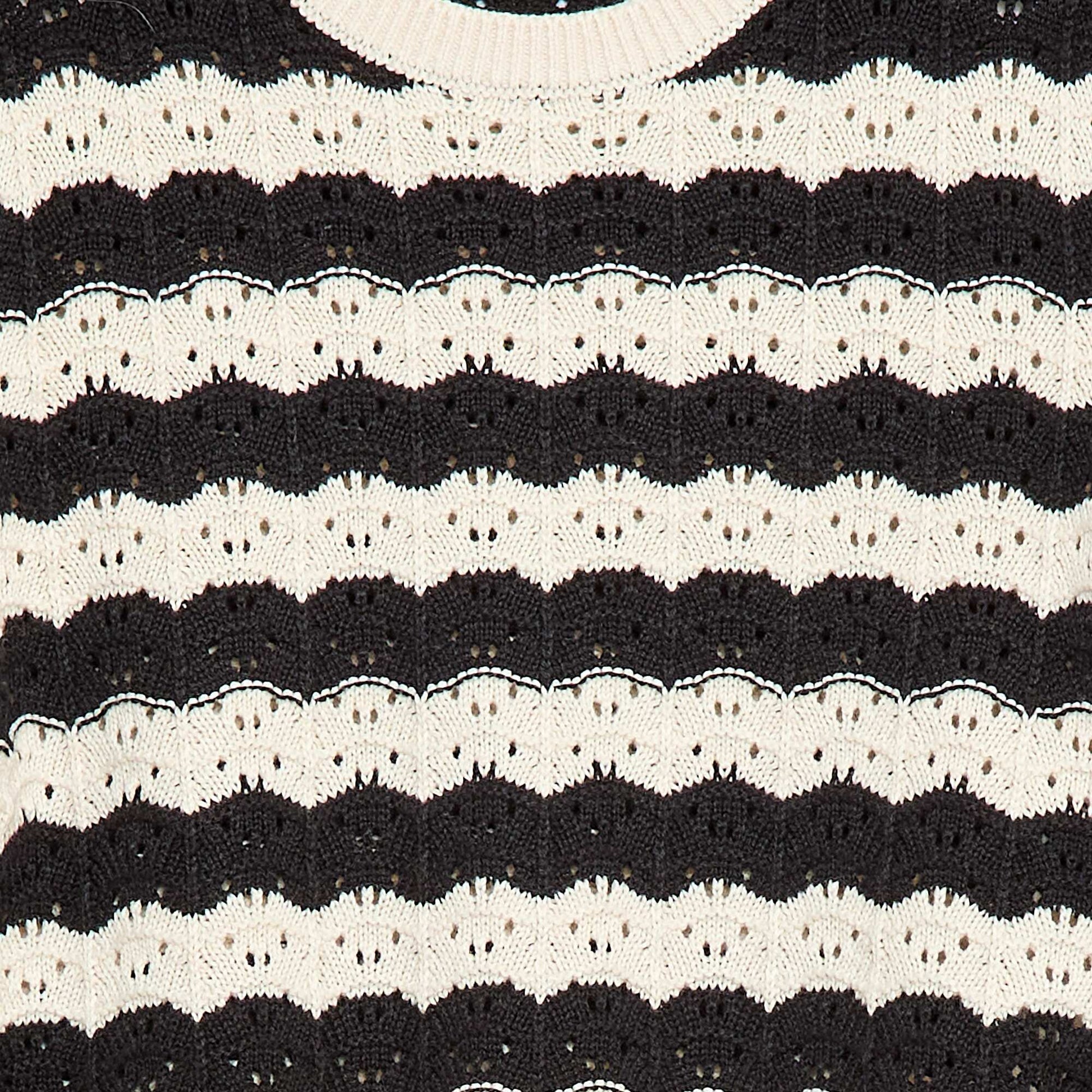 Sweater de ganchillo de manga corta NEGRO