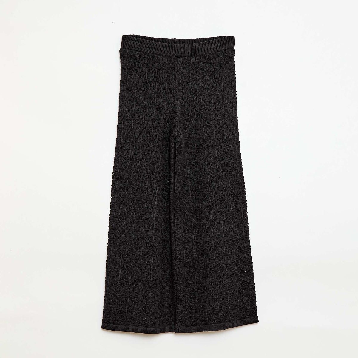 Pantalón de croché corte flare / acampanado NEGRO