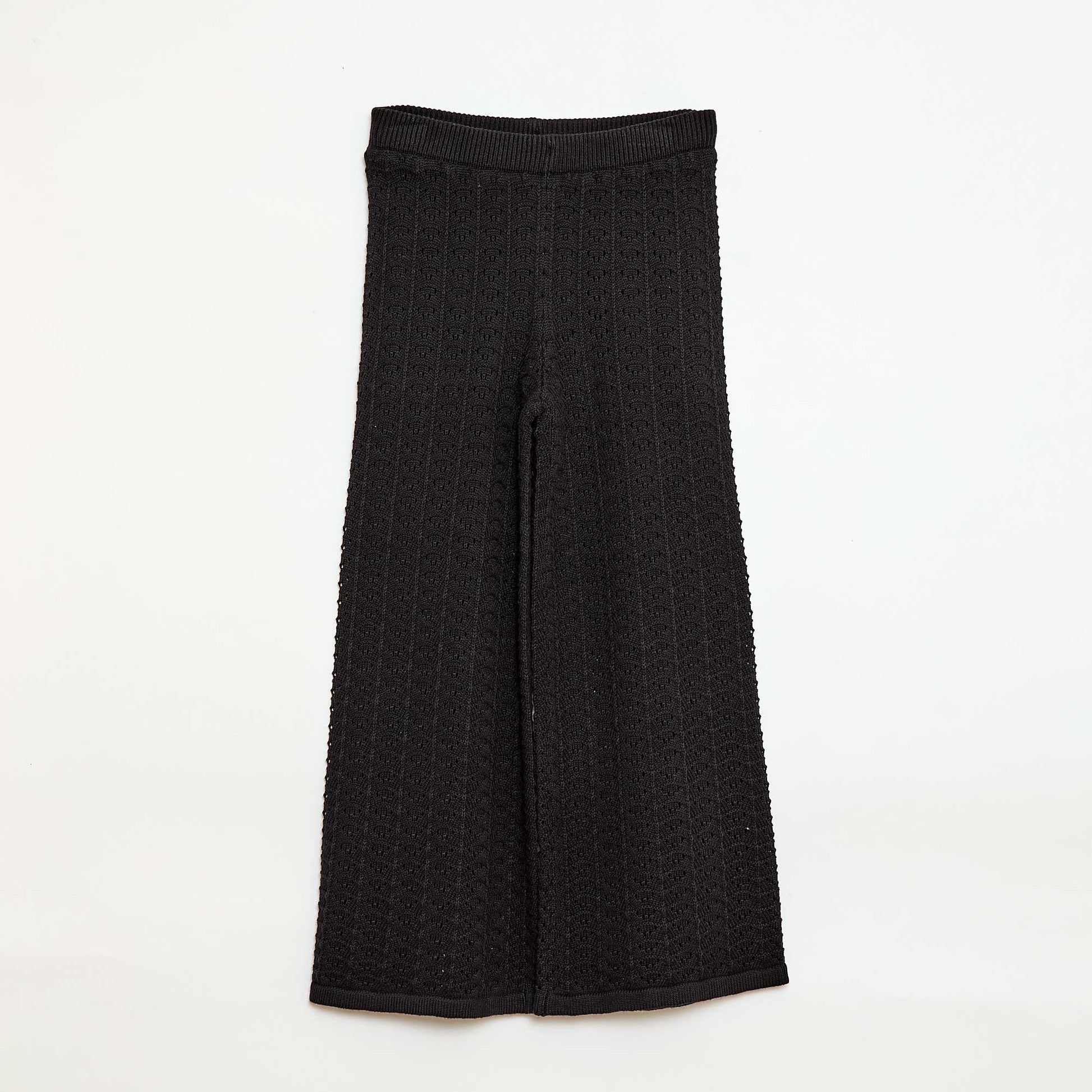 Pantalón de croché corte flare / acampanado NEGRO