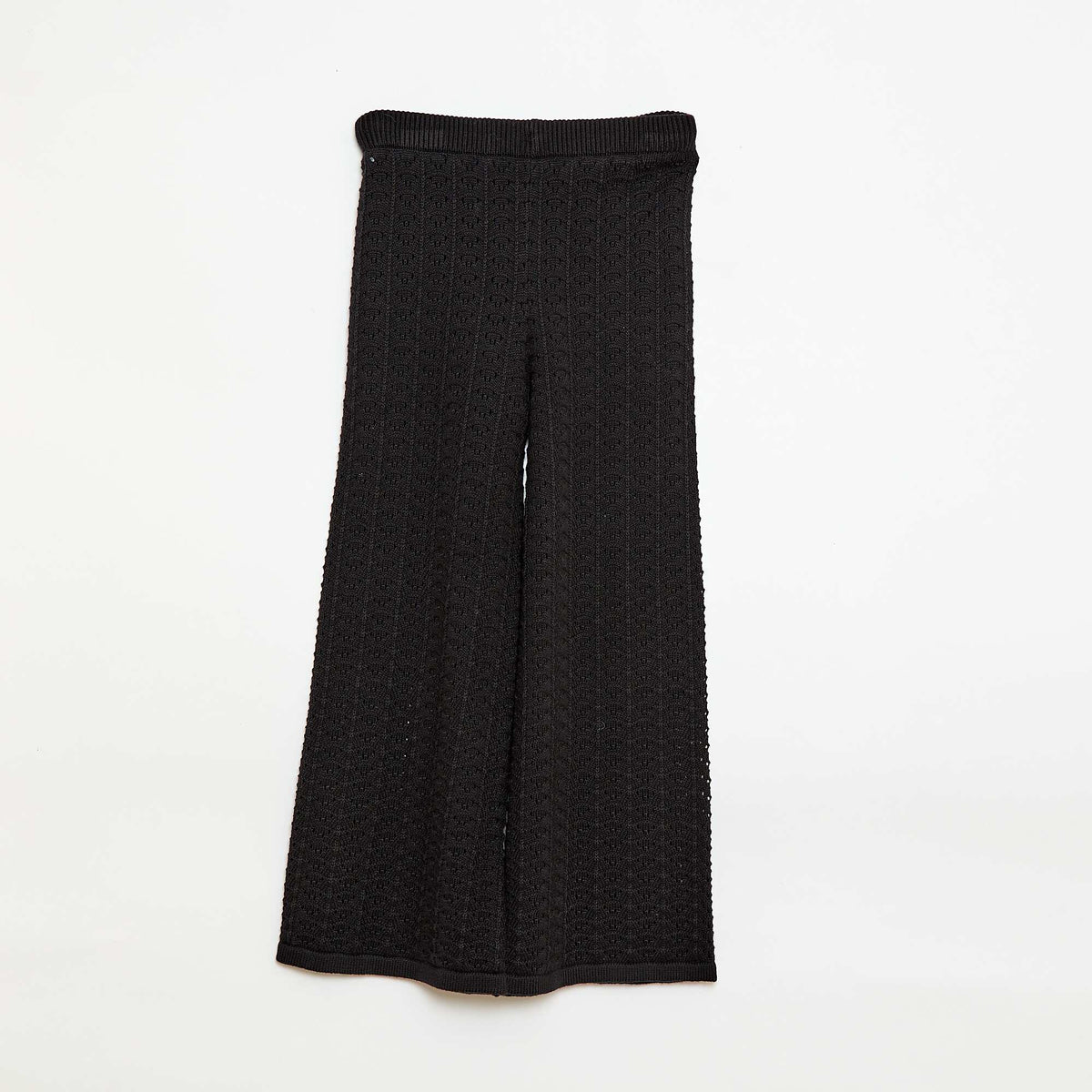 Pantalón de croché corte flare / acampanado NEGRO