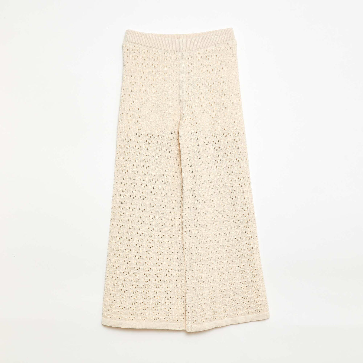 Pantalón de croché corte flare / acampanado BEIGE